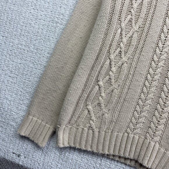 Guess  Cable Knit Fisherman Sweater Mens Sz L Off-White Beige Heavyweight Grunge - Picture 3 of 12